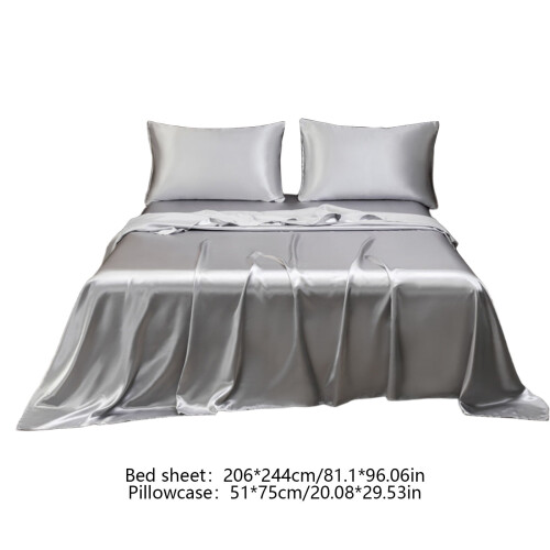 Satin-Bettwäsche-Set, 3-teilig, Doppelbettgröße, Grau 2
