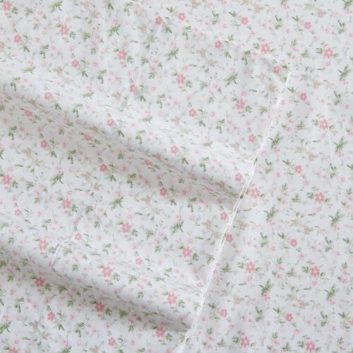 Twin XL bomullspercale lakensett i rosa blomster 1