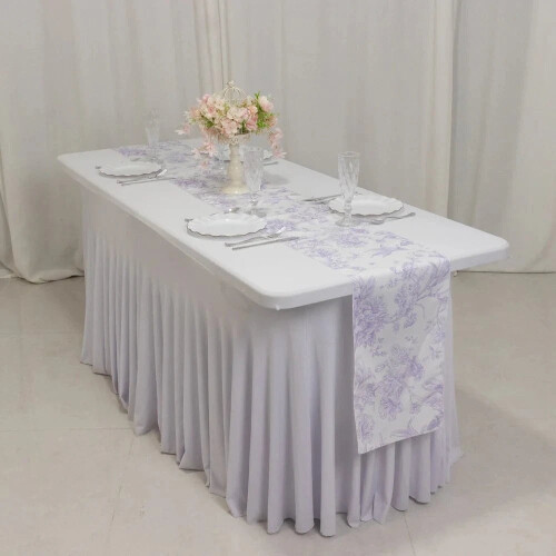 Caminho de mesa floral em poliéster, 30,5 x 274 cm (12 x 108 polegadas) 2