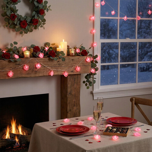 Luci a stringa a LED a forma di cuore, alimentate a batteria, 20 LED 1
