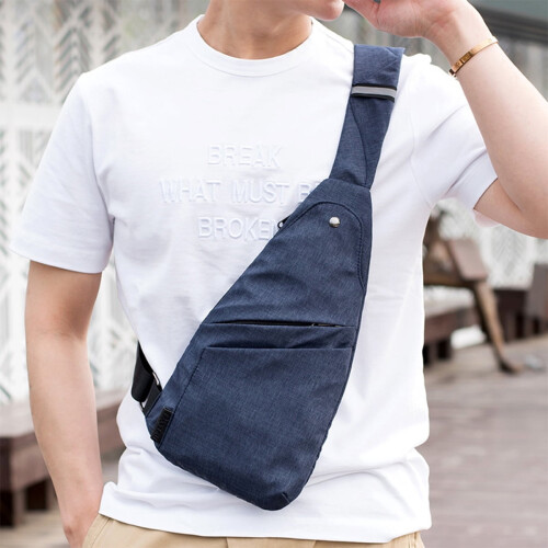 Τσάντα τσέπης Sling Bag για άνδρες και γυναίκες, χιαστί με ελαφρύ τσαντάκι, μπλε 1