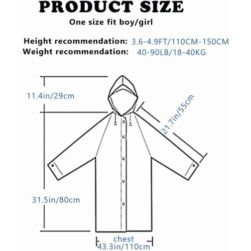 Poncho antipioggia riutilizzabile per bambini con cappuccio e maniche, colore viola 2