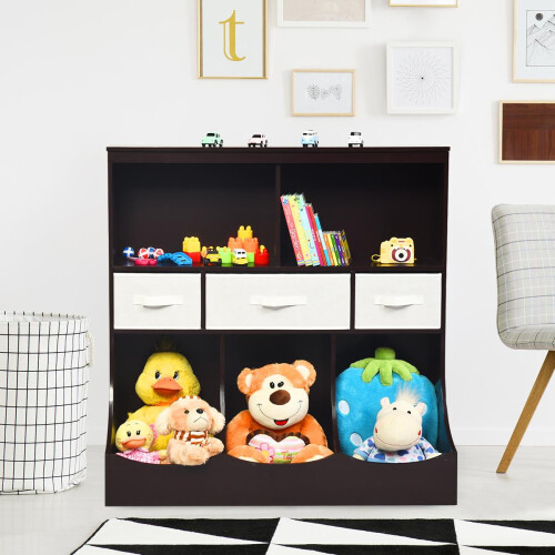 Mobile contenitore per bambini a 3 ripiani con 8 cubi e 3 cassetti 2