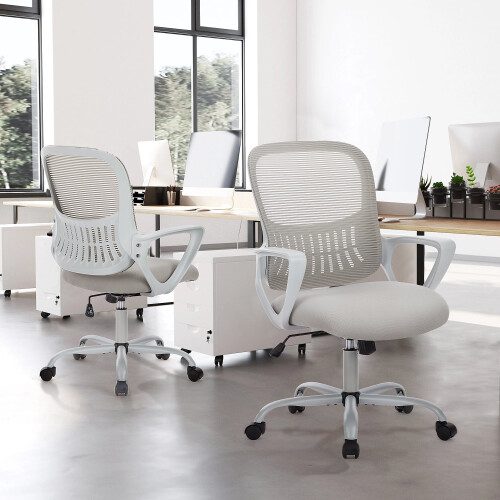 Office Chairs with Lumbar Support, 250 lb. Capacity, Grey 1