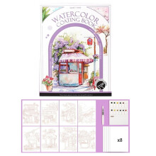 Portable Watercolor Set with 12-Color Dot Card & Brush, Mini DIY Coloring Book for Travel & Stress Relief