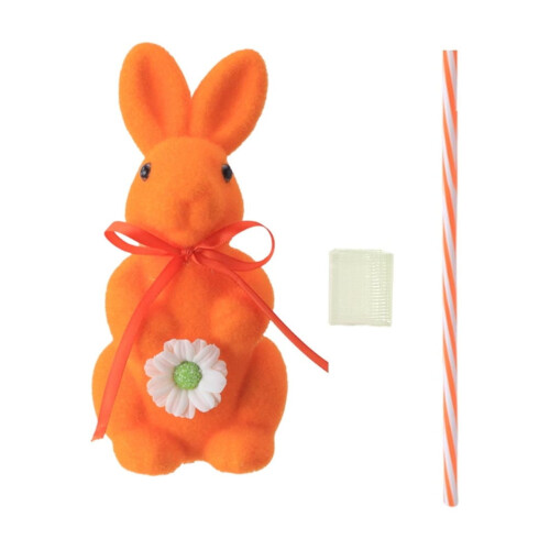 Orange Flocket Påskehare Julepynt, 20cm 1