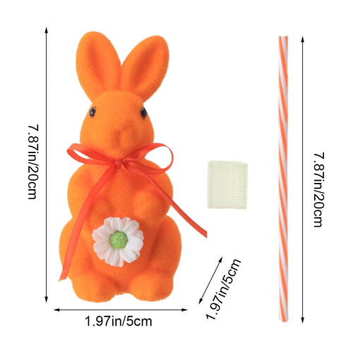 Orange Flocket Påskehare Julepynt, 20cm 2