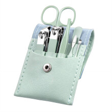 Manicure Kit,Stainless Steel Tools,Nail Kit for Women,Leather Travel Case,Compact Portable Set for Women,Green