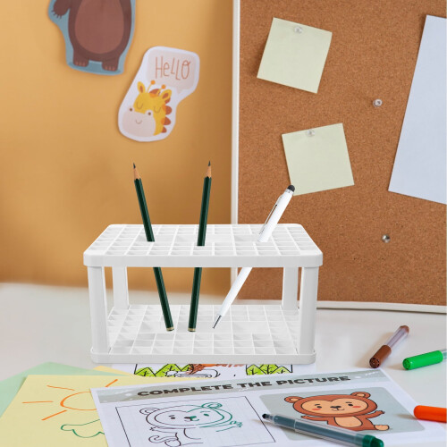 Witte plastic organizer voor make-upborstels, 20x13x10 cm 1