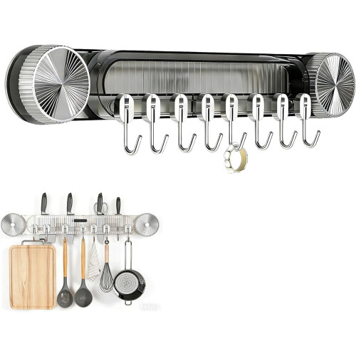 Wall-Mounted Vacuum Hooks Grey No-Drill Kitchen Organizer