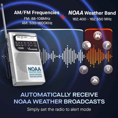 Raidió Aimsire NOAA Raidió Éigeandála Inaistrithe AM/FM2xAA 2