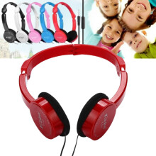 K-i-d-s Headphones for School Travel, HD Stereo Sound Over-Ear Headphones for Home, Foldable 3.5mm Wired for Phone Computer, Red