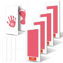 14-Pc Paw Print Kit for Dogs: 4 Inkless Pads + 10 Blank Cards (3x5", Pink) – No-Mess Pet Memorial & Newborn Footprint Kit