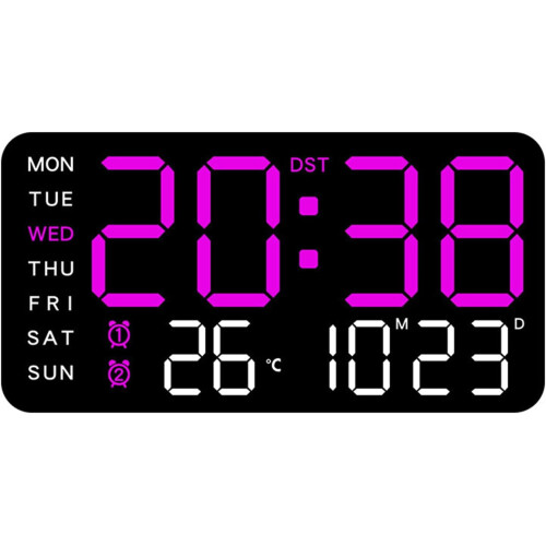 11-inch LED Wall Clock with Date, Temp & Night Light