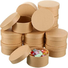 24 runde Pappmaché-Boxen (9,9 cm Durchmesser) mit Deckel – Stapelbare DIY-Bastelboxen für Decoupage, Malerei und Schmuckaufbewahrung –