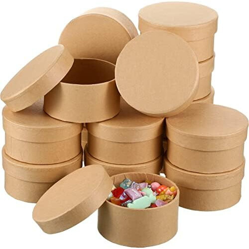 24 τεμάχια στρογγυλά κουτιά από papier mache 3,9" με καπάκια – Κουτιά χειροτεχνίας DIY που