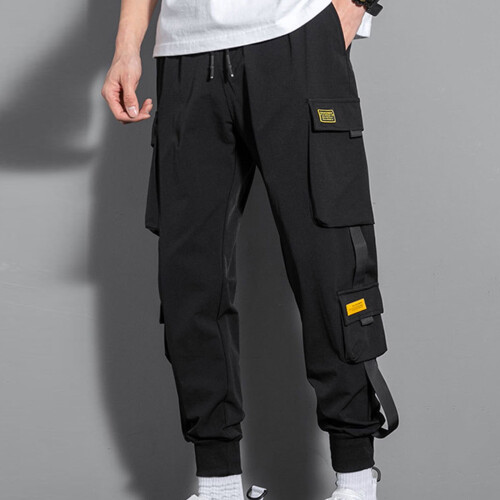 Mens Classic Cargo Pants Relaxed Fit Cargo Pant With Stretch Solid Black Xl 1