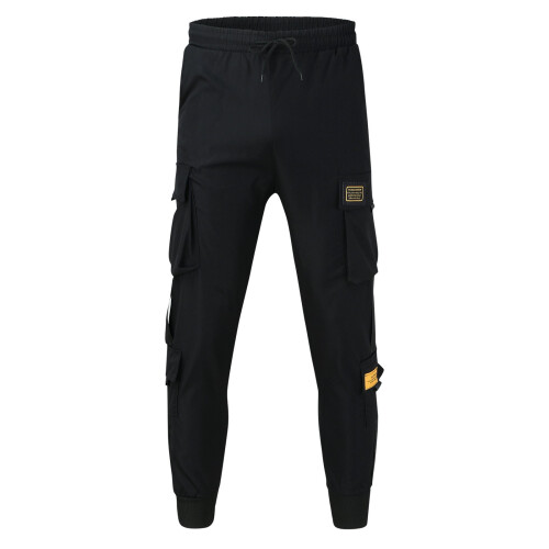 Men's Relaxed Fit Cargo Pants With Stretch Cargo Pant Solid Black L 2