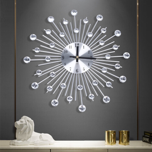 DENEST Wall Clock Silver 13 Inch Silent Quartz Modern