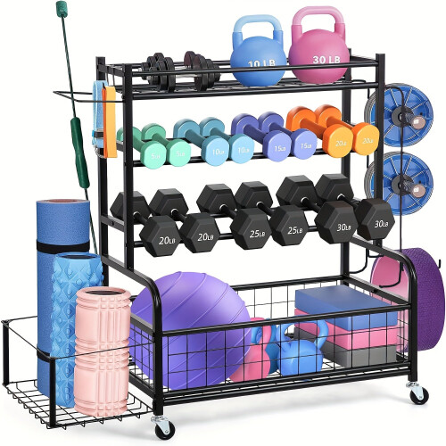 Double-Layer Iron Storage Rack for Sports Equipment 1