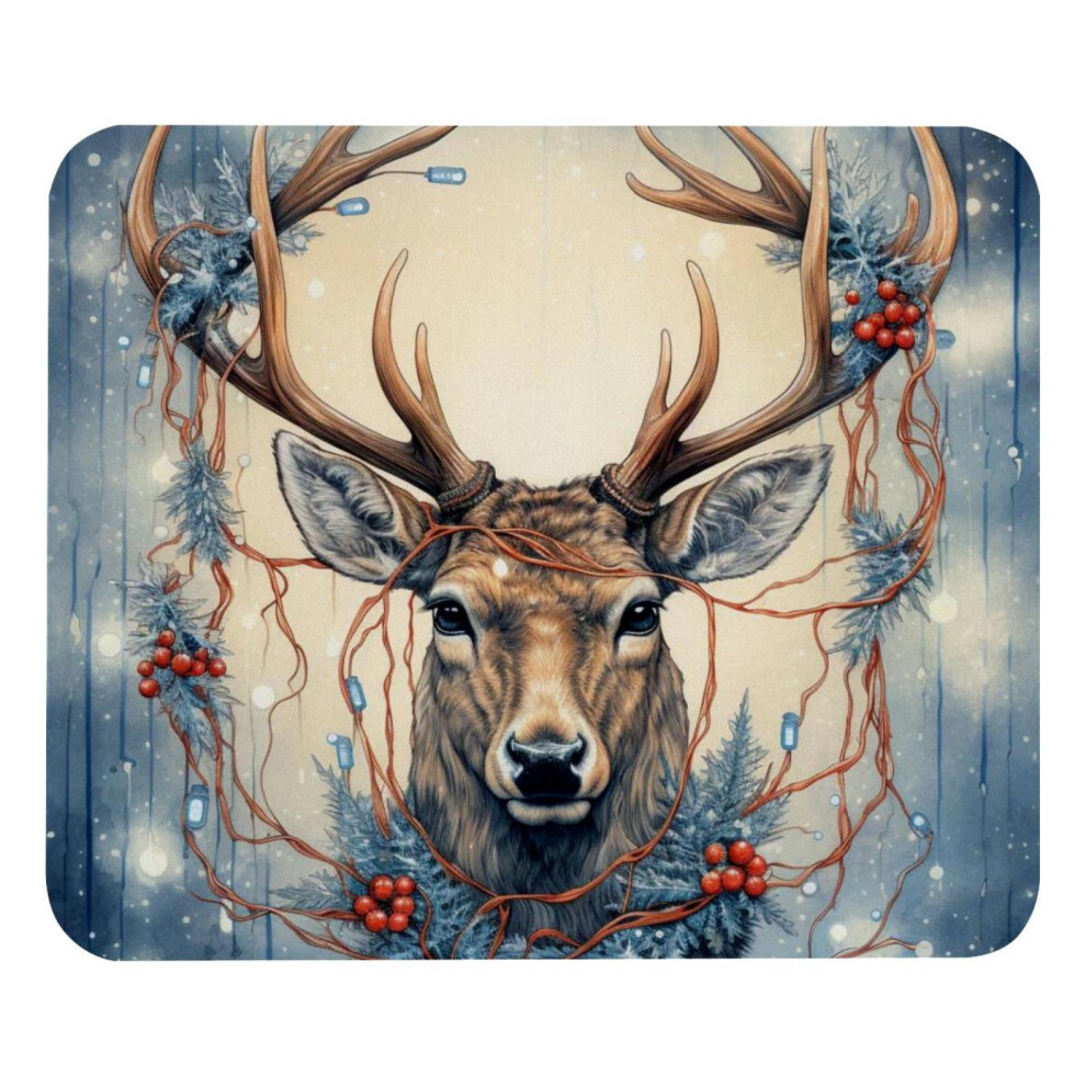 Vintage Christmas Elk Mouse Pad Portable Washable 9181073976773