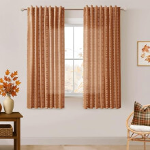 Burnt Orange Boho Curtains 63 Inch 2 Panels