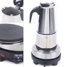 110V Stainless Steel Stovetop Moka Pot,Espresso Maker,Stovetop Coffee Machine Moka Pot Coffee Pot for Home Office use (6Cup(300ml))