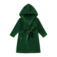 Baby Christmas Bathrobe for Boys & Girls, Soft Hooded Sleepwear, Warm Winter Night-robe, 6-12M, Green