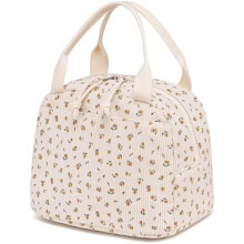 Sac à lunch unisexe en velours côtelé, élégant et réutilisable, isotherme grande capacité, idéal pour le travail, les pique-niques ou les