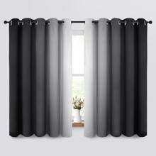 Lysblokkerende ombregardiner, gråsvarte gradienter, mørkleggingsgardiner for soverom (70x63", 2 paneler)
