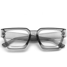 Quadratische Brille mit dickem Rahmen für Damen und Herren, modische Blaulichtbrille, trendige und schicke Computerbrille (klares Grau)