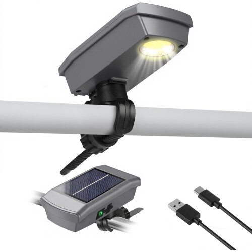 Επαναφορτιζόμενο ηλιακό φως μπάρμπεκιου USB-C, περιστρεφόμενο 360 LED με αυτόματη