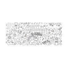 Pôster gigante para colorir de Ação de Graças para crianças (182x78cm), toalha de mesa impermeável, estampa de peru e abóbora de outono –