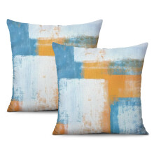 Housses de coussin décoratives orange/noir/gris 40 x 40 cm (2 pièces), motif abstrait pour lit, canapé, voiture et chambre