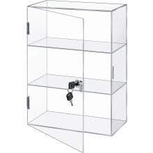 Acrylic Lockable Countertop Display Case, 3-Tier Clear Showcase Cabinet (11.8x5.9x15.7"), Multi-Functional Retail Storage Box