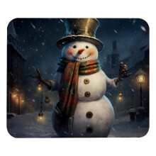 Retro kerstmuismat met sneeuwpop en rubberen onderkant.