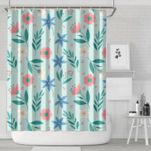 Pioneer Flower Floral Shower Curtain 72x84 Inches with 12
