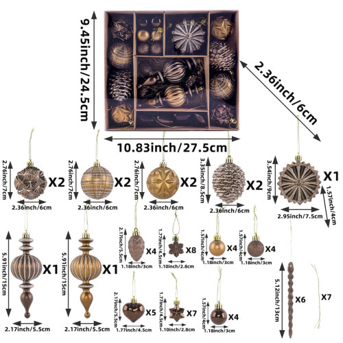 Artificial Pinecone Christmas Ornaments Brown 53PCS 2