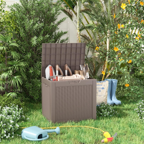 Resin Deck Box Gray 28 Gallon Waterproof Lockable 1