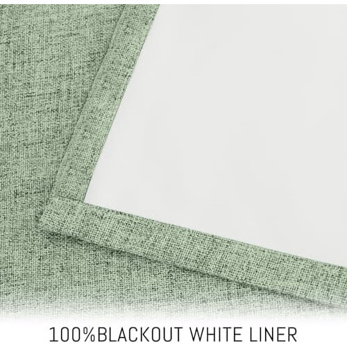 Light Sage Green Blackout Curtains 52x84 in, Polyester 2