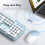 Wireless Keyboard & Mouse Combo, Full Size 2.4G Plug & Play Retro Round Set for Windows PC/Notebook – Light Blue 2