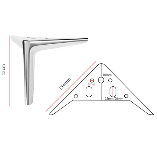 Gambe per mobili in metallo, argento, 15 cm, 1 pezzo 1