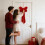 Velvet Heart Bow Decor Red Soft with Satin Loop 1pc 6