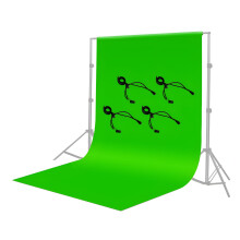 Grønn chromakey-fotobakgrunn 1,8 x 2,7 m med klipsholdere