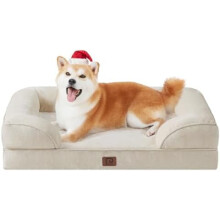 Orthopedic Dog Bed for Large Dogs, Waterproof Memory Foam, Non-Slip Bottom, Beige, 35"L x 22"W x 6.5"Th