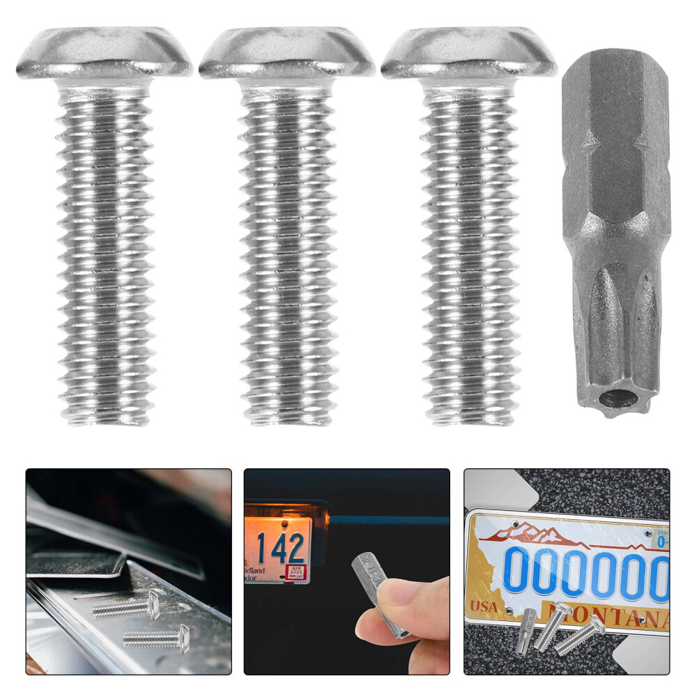 Car License Plate Screws Stainless Steel Anti-Theft Set Of 1 9402001670878