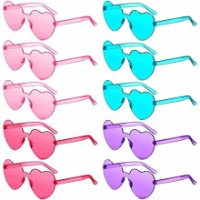 10 Pairs Heart Shaped Sunglasses Rainbow Sunglasses Candy Color Rimless Glasses for Women Girl Party Favor