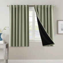 100% Blackout Curtains with Black Liner, Thermal Insulated, Back Tab/Rod Pocket, 54" Long, 2 Panels, Sage – Compatible with standard rods