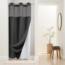 Stall kraftig dusjforheng med prikker og vaffelvev, ingen kroker, med trykknappfôr – 36B x 74H, hotellkvalitet, spa-lignende badeforheng,
