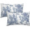 Set di 2 federe per cuscini in stile country francese, 30x50 cm, blu e bianche. 1